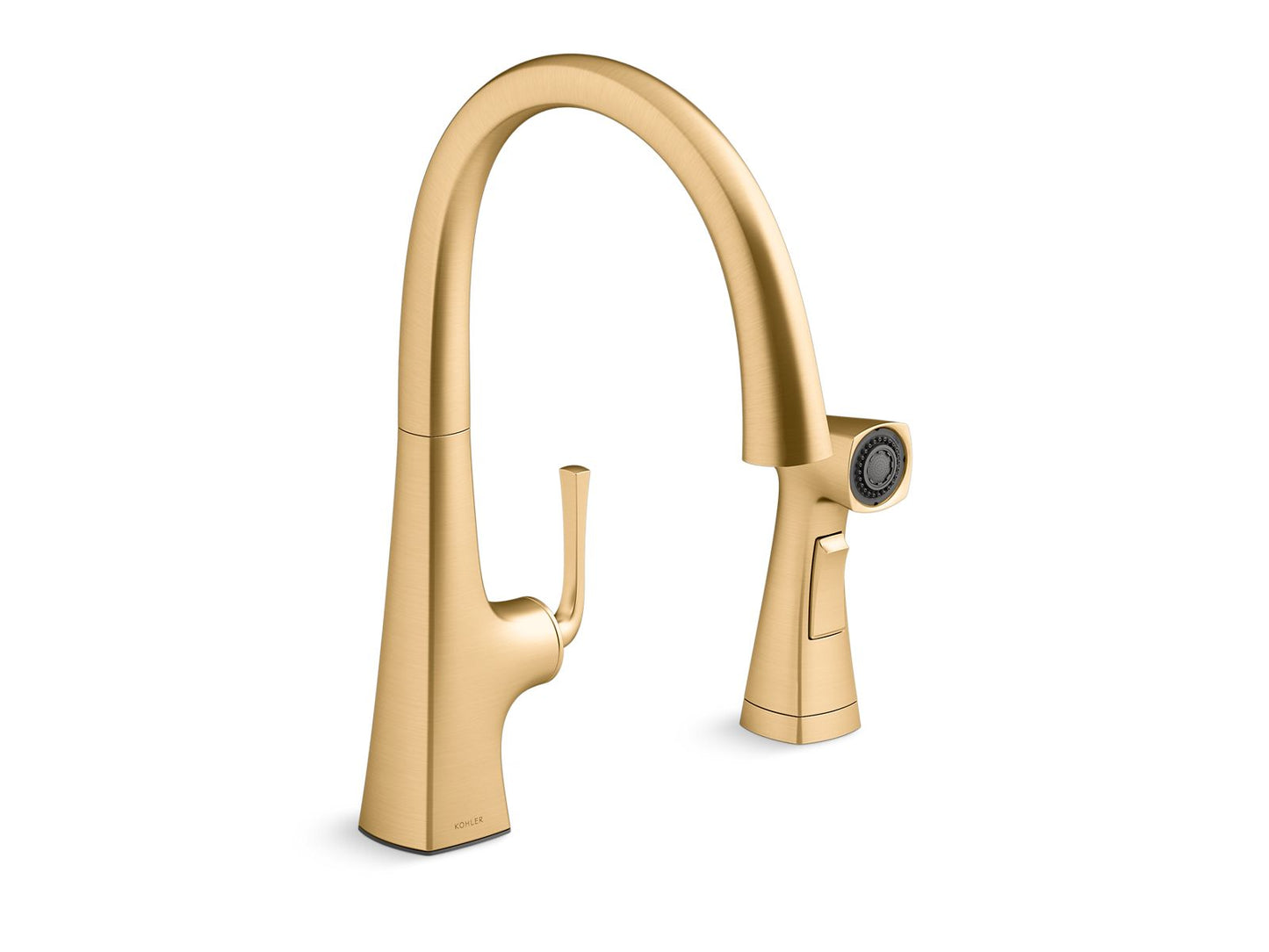 KOHLER K-22064-2MB Graze Single-Handle Kitchen Sink Faucet With Two-Function Side Sprayer In Vibrant Brushed Moderne Brass