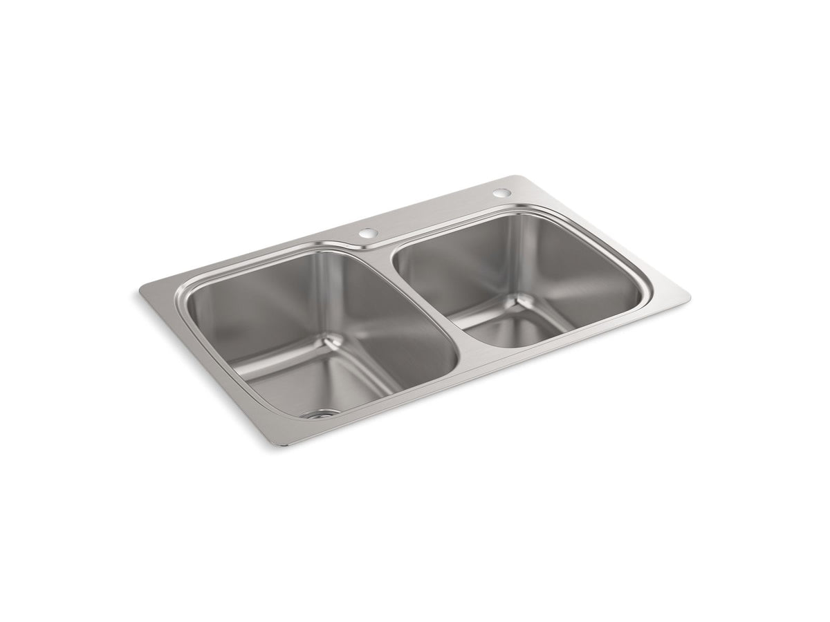 KOHLER K-75791-2PC-NA All-In-One 33" Top-/Undermount Double-Bowl Kitchen Sink - Stainless Steel