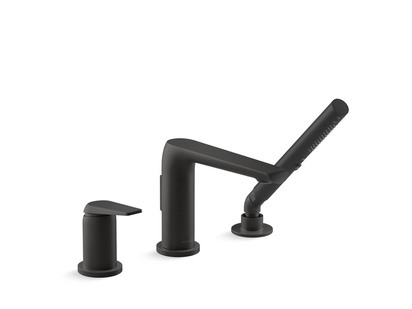 KOHLER K-97360-4-BL Avid Deck-Mount Bath Faucet With Handshower In Matte Black