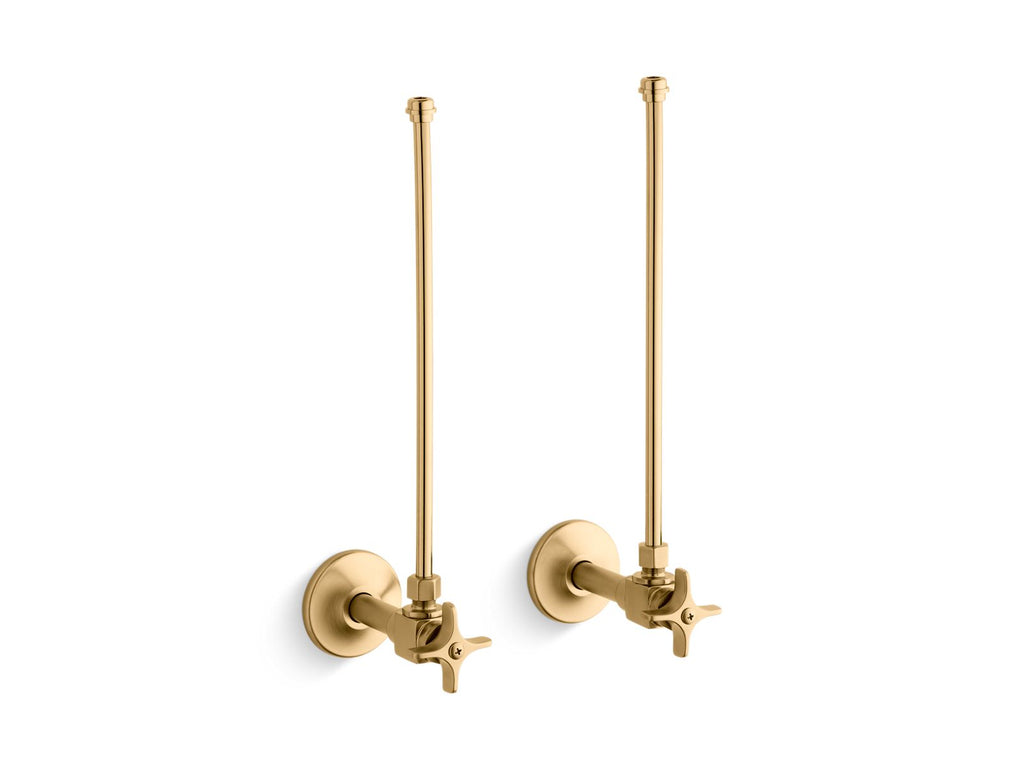 KOHLER K-7605-P-2MB Pair 3/8" Npt Angle Supplies With Stop, Cross Handle And Annealed Vertical Tube - Vibrant Brushed Moderne Brass