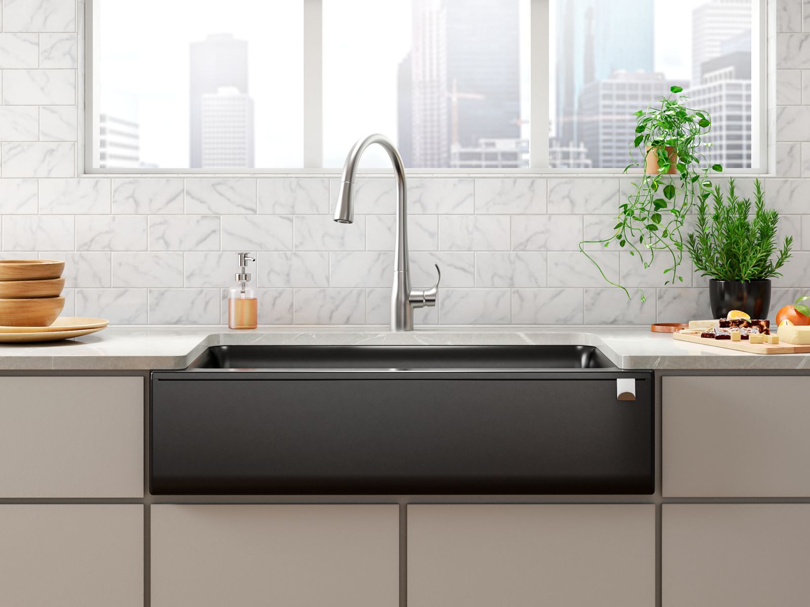 KOHLER K-25786-CM2 Cairn 34" Undermount Single-Bowl Farmhouse Kitchen Sink - Matte Brown