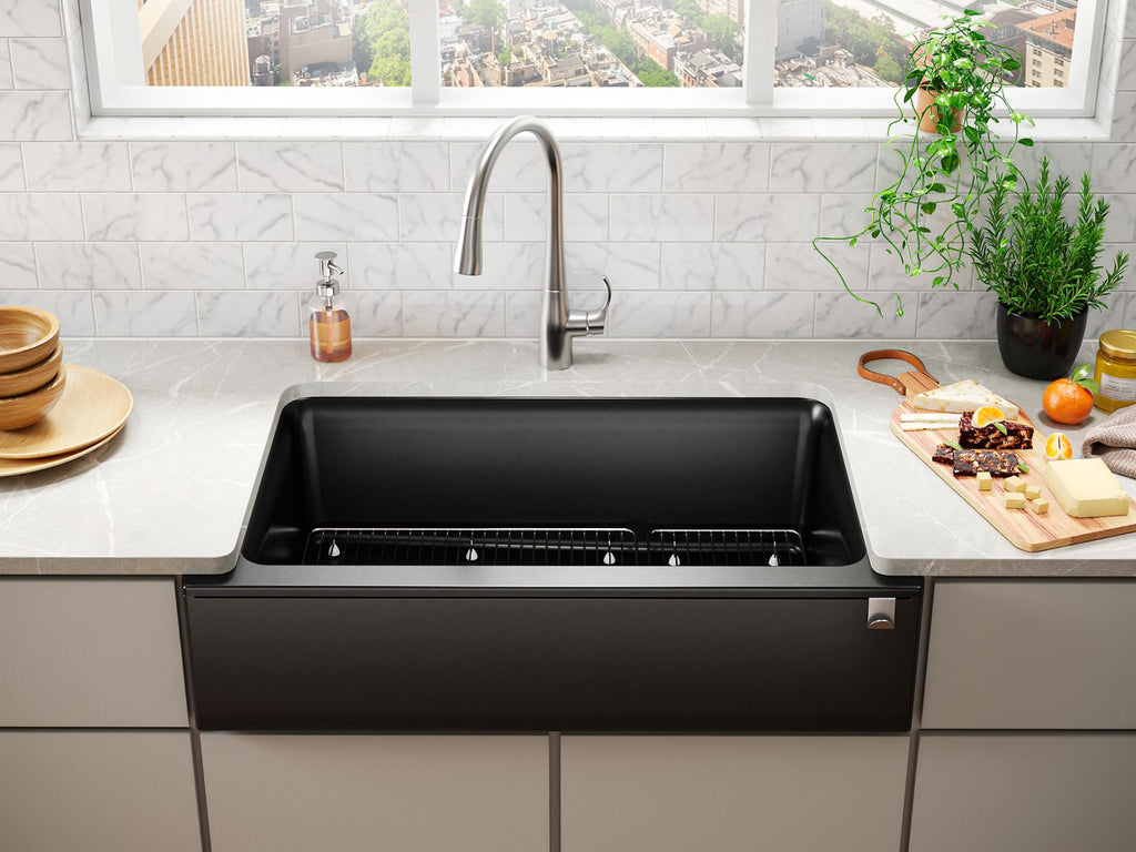 KOHLER K-25786-CM2 Cairn 34" Undermount Single-Bowl Farmhouse Kitchen Sink - Matte Brown
