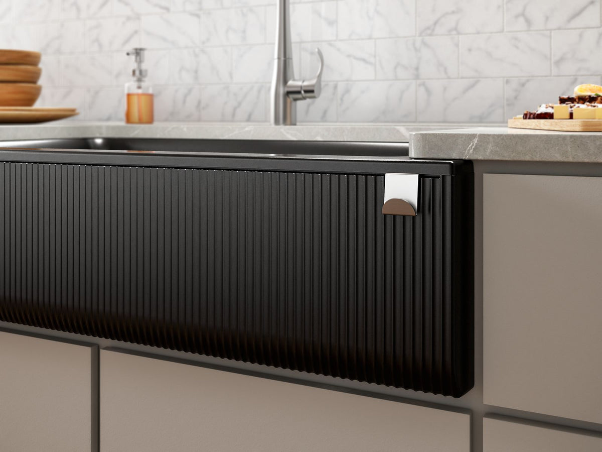 KOHLER K-25788-CM4 Cairn 34" Undermount Single-Bowl Farmhouse Kitchen Sink With Fluted Design - Matte Grey