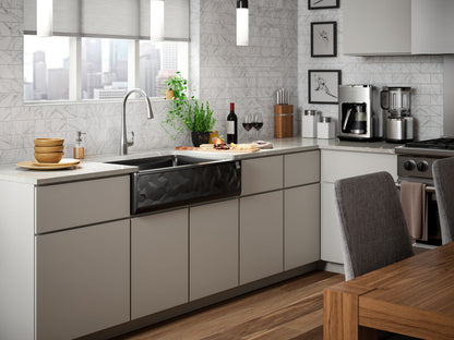 KOHLER K-29825-CM3 Cairn 34" undermount single-bowl farmhouse kitchen sink with faceted design - Matte Taupe