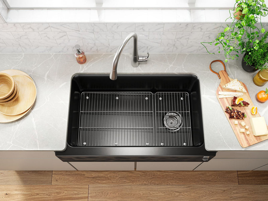 KOHLER K-29825-CM2 Cairn 34" Undermount Single-Bowl Farmhouse Kitchen Sink With Faceted Design - Matte Brown