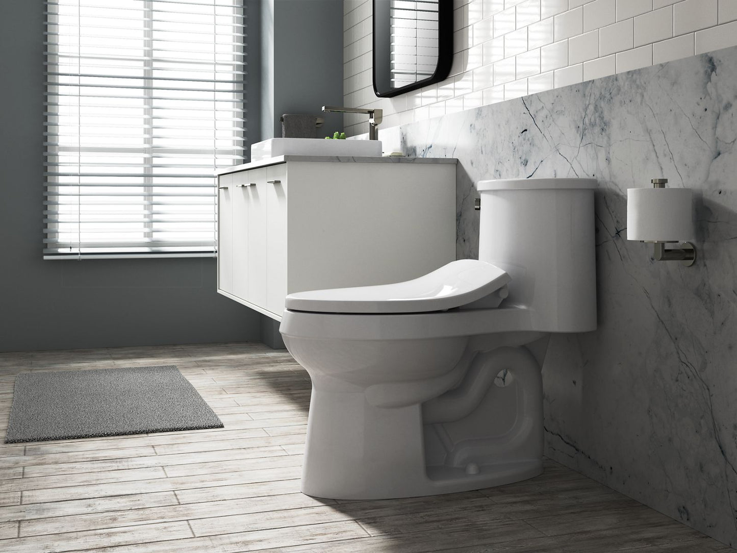 KOHLER K-5724-0 PureWash M250 Elongated manual bidet toilet seat - White