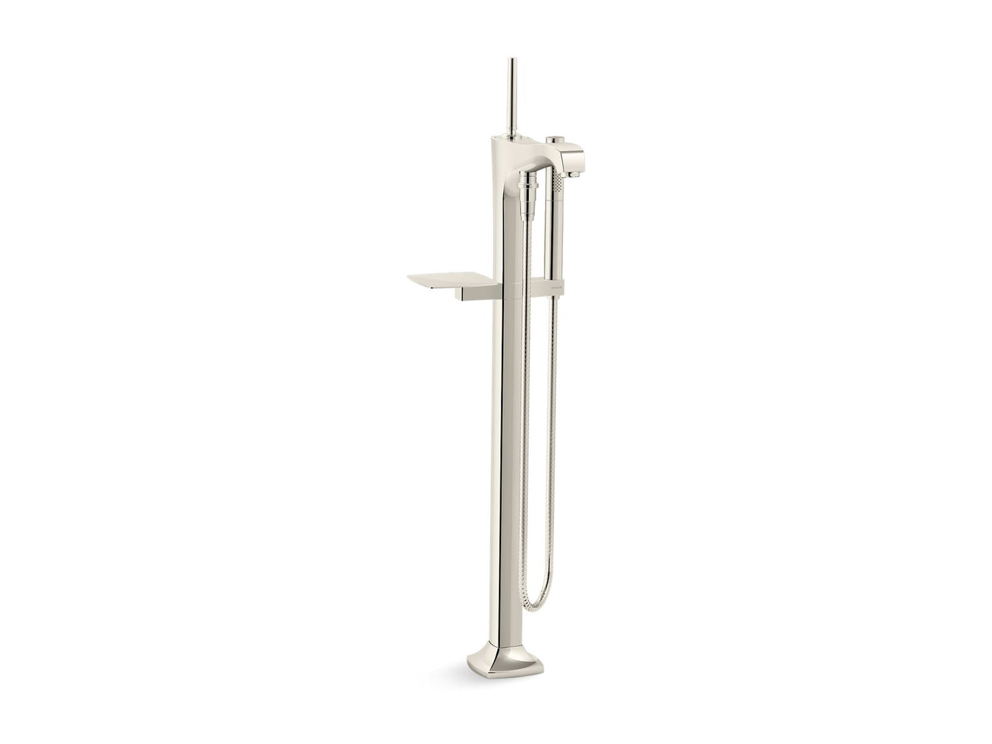 KOHLER K-T97331-4-SN Margaux Floor-Mount Bath Filler Trim With Handshower In Vibrant Polished Nickel