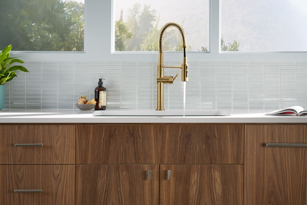 KOHLER K-22973-BL Crue Semi-Professional Kitchen Sink Faucet With Three-Function Sprayhead - Matte Black