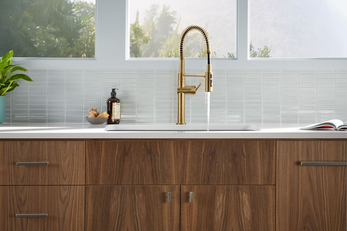 KOHLER K-22973-BL Crue Semi-Professional Kitchen Sink Faucet With Three-Function Sprayhead - Matte Black