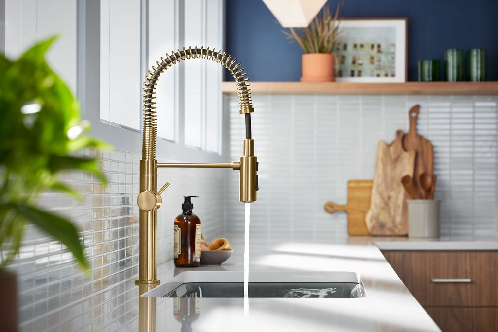 KOHLER K-22973-BL Crue Semi-Professional Kitchen Sink Faucet With Three-Function Sprayhead - Matte Black