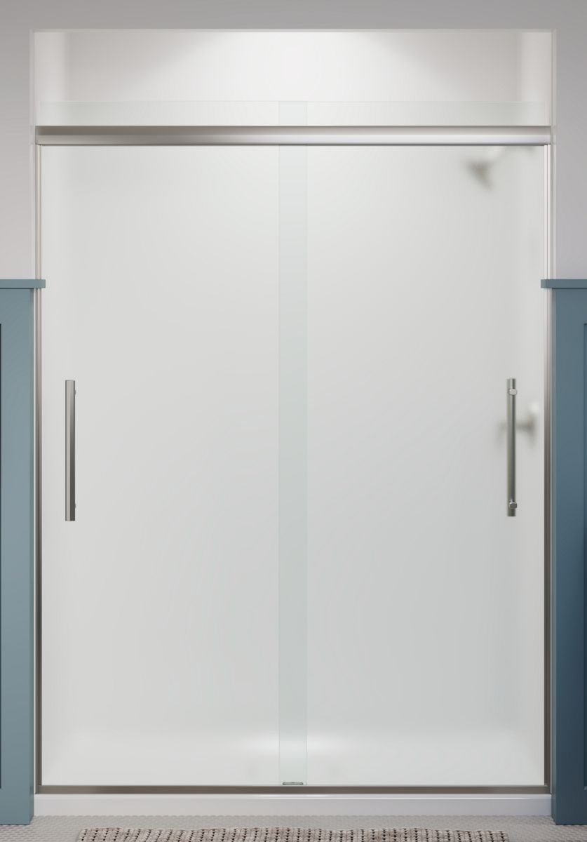 KOHLER K-707600-8D3-BNK Pleat Frameless Sliding Shower Door, 79-1/16" H X 54-5/8 - 59-5/8" W, With 5/16" Thick Frosted Glass In Anodized Brushed Nickel