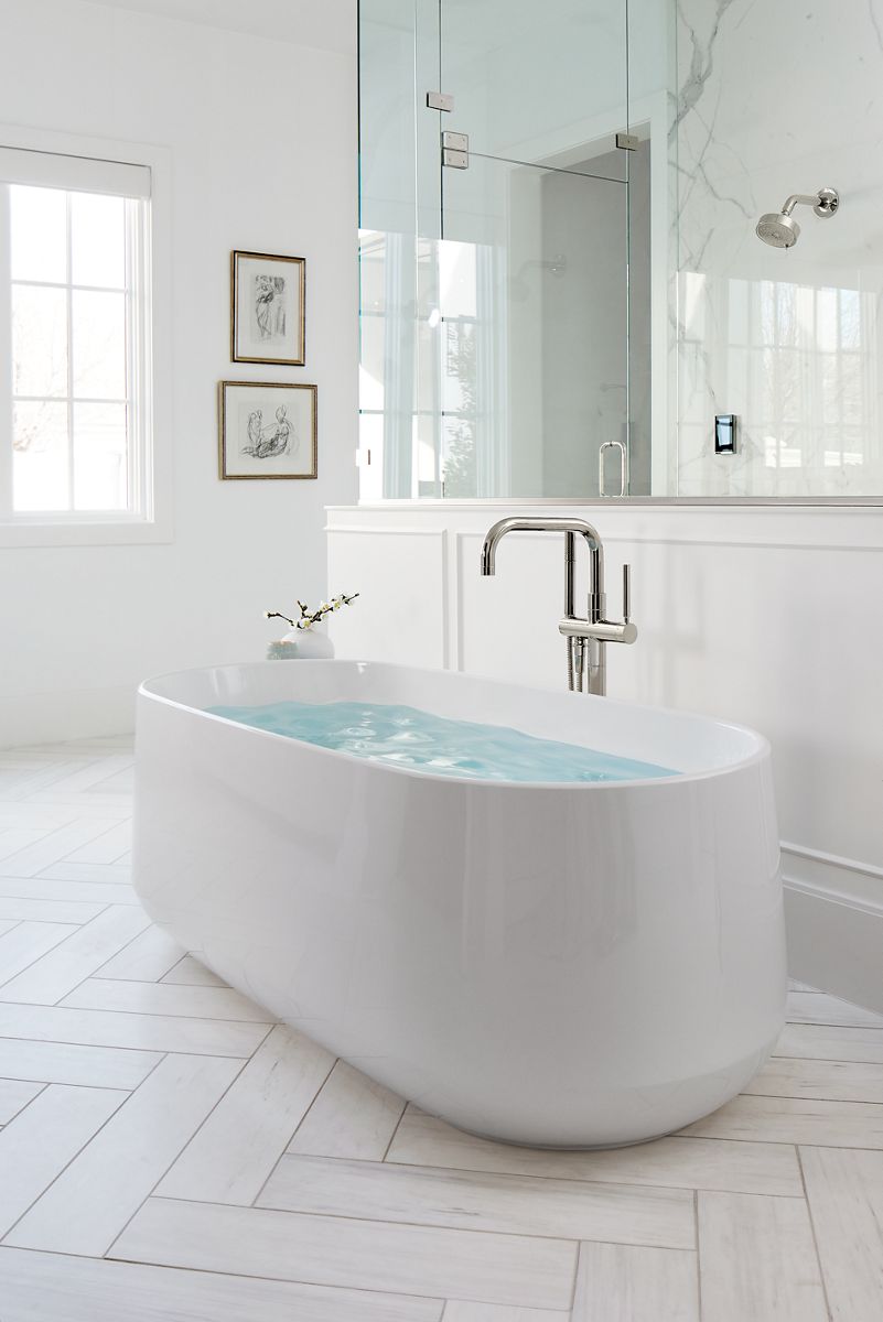 KOHLER K-T97328-4-BL Purist Floor-Mount Bath Filler Trim With Handshower - Matte Black