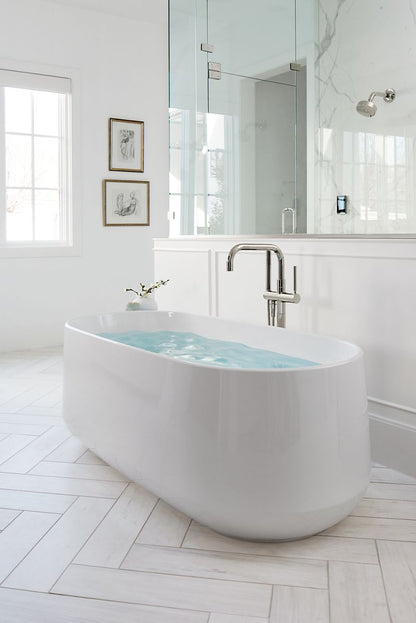 KOHLER K-T97328-4-BL Purist Floor-mount bath filler trim with handshower - Matte Black