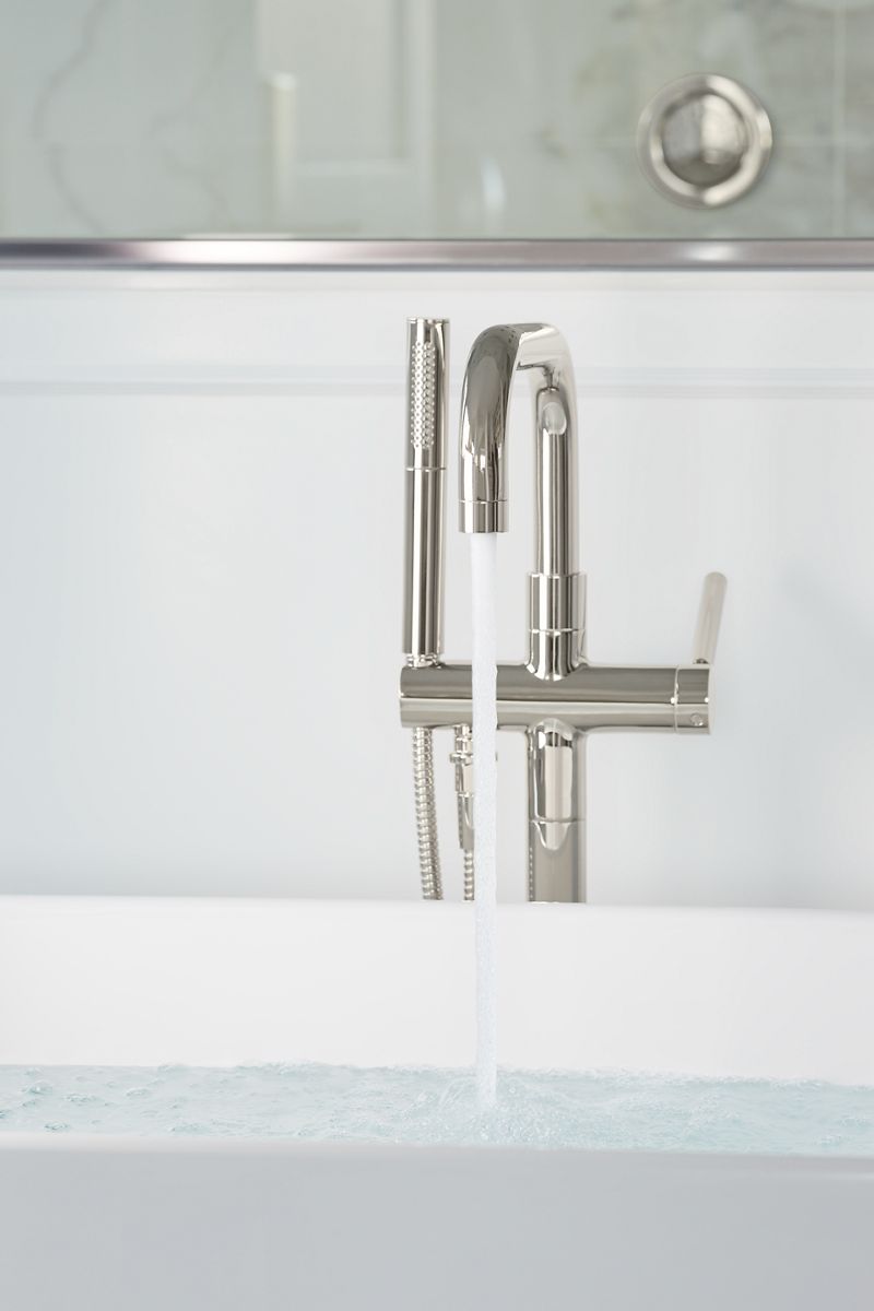 KOHLER K-T97328-4-BL Purist Floor-Mount Bath Filler Trim With Handshower - Matte Black