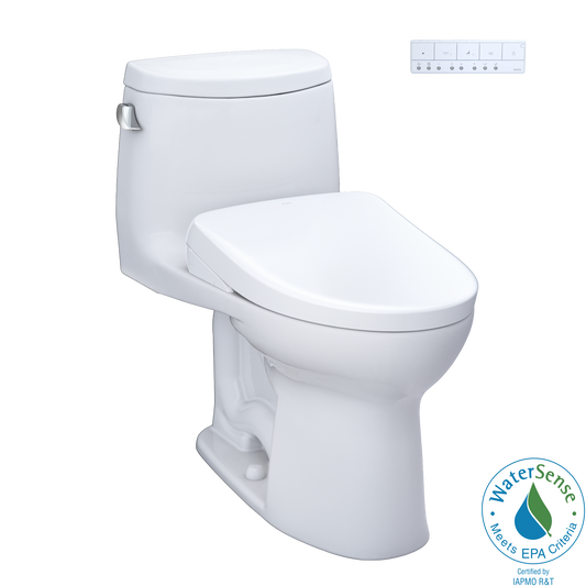 TOTO MW6044736CEFGA#01 Washlet+ Ultramax Ii One-Piece Elongated 1.28 Gpf Toilet With Auto Flush Washlet+ S7A Contemporary Bidet Seat - Cotton White
