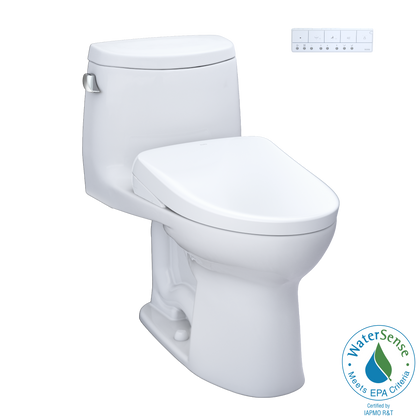 TOTO MW6044726CEFG#01 Washlet+ Ultramax Ii One-Piece Elongated 1.28 Gpf Toilet And Washlet+ S7 Contemporary Bidet Seat - Cotton White
