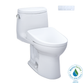 TOTO MW6044726CEFGA#01 Washlet+ Ultramax Ii One-Piece Elongated 1.28 Gpf Toilet With Auto Flush Washlet+ S7 Contemporary Bidet Seat - Cotton White