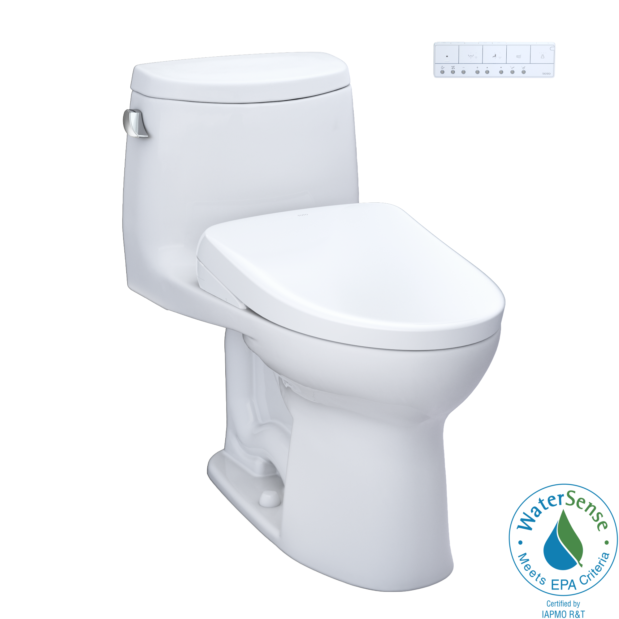 TOTO MW6044726CEFGA#01 Washlet+ Ultramax Ii One-Piece Elongated 1.28 Gpf Toilet With Auto Flush Washlet+ S7 Contemporary Bidet Seat - Cotton White