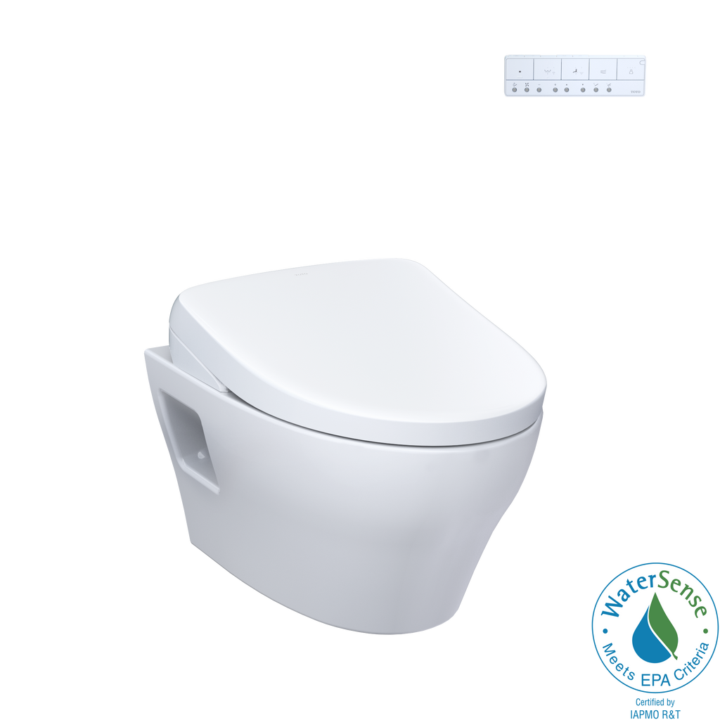 TOTO CWT4284726CMFG#MS Washlet+ Ep Wall-Hung Elongated Toilet With S7 Contemporary Bidet Seat And Duofit In-Wall 0.9 And 1.28 Gpf Dual-Flush Tank System - Matte Silver
