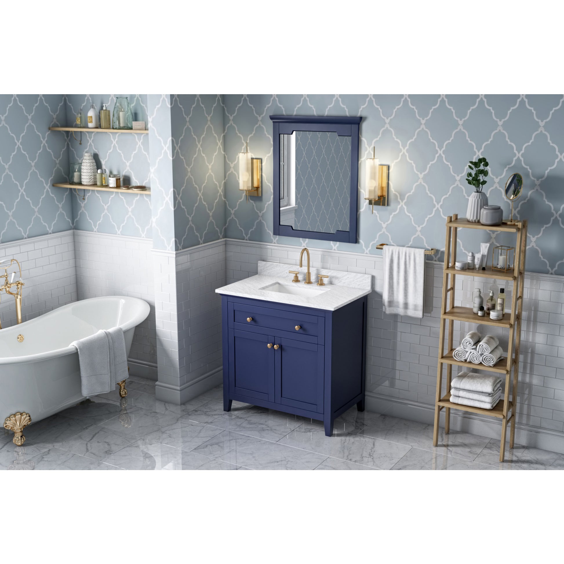 JEFFREY ALEXANDER VN2CHA-36-BL-NT 36" Hale Blue Chatham Vanity - Hale Blue