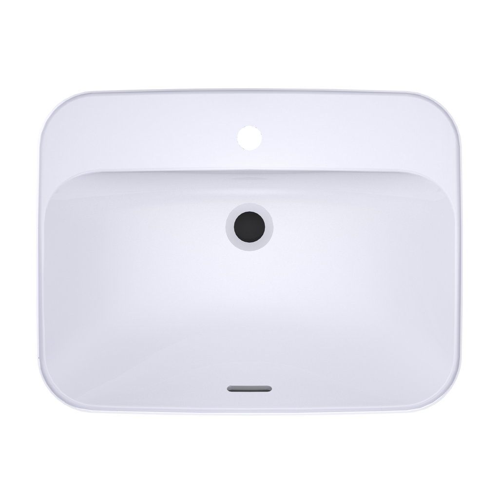 TOTO LT416G#01 Arvina Rectangular 23" Vessel Bathroom Sink With Cefiontect For Single Hole Faucets - Cotton White