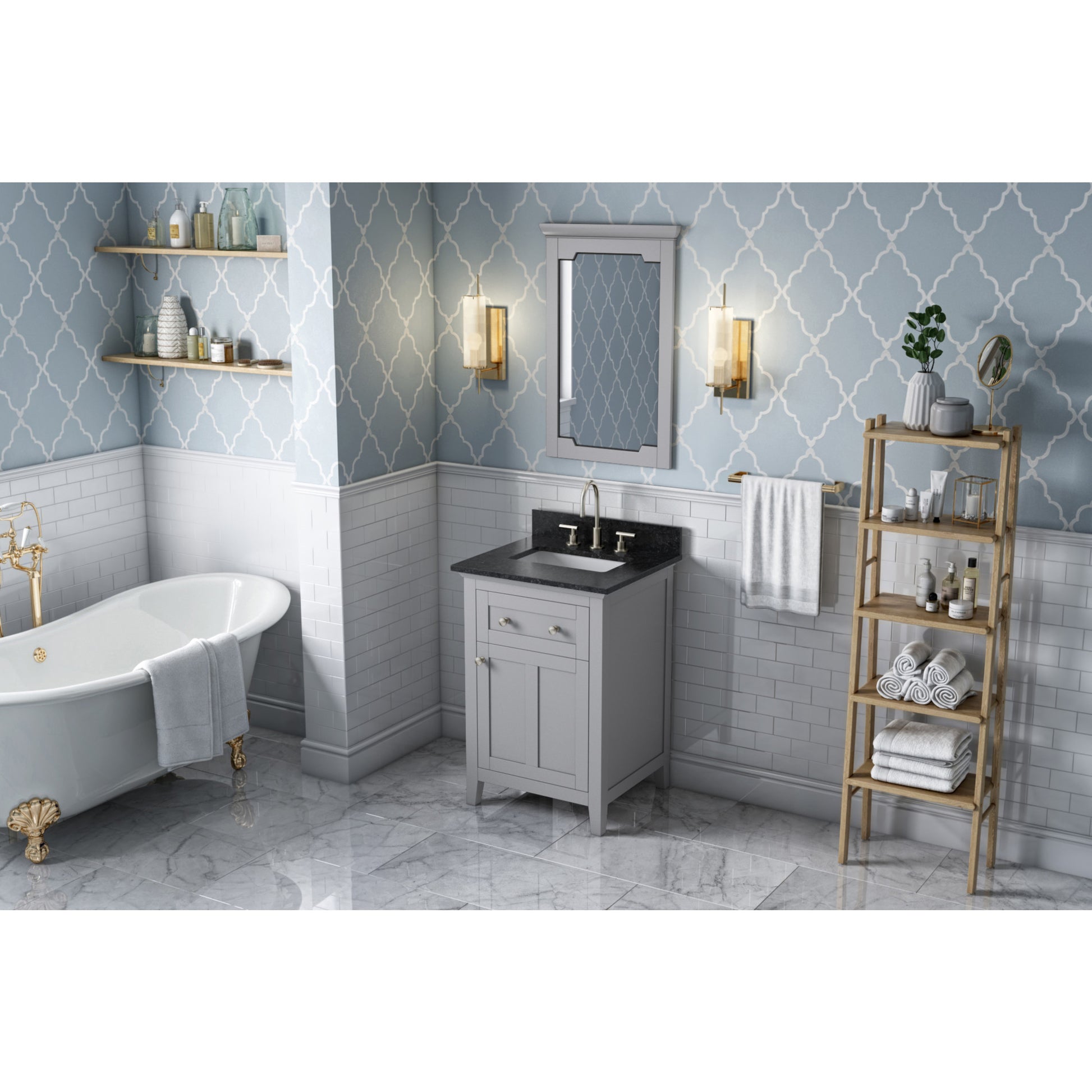 JEFFREY ALEXANDER VKITCHA24GRBGR 24" Grey Chatham Vanity, Black Granite Vanity Top, undermount rectangle bowl - Grey
