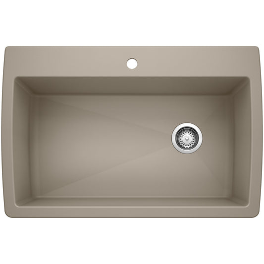 BLANCO 441287 Diamond Diamond SILGRANIT 33.5" Super Single Dual Mount Kitchen Sink - Truffle in Truffle