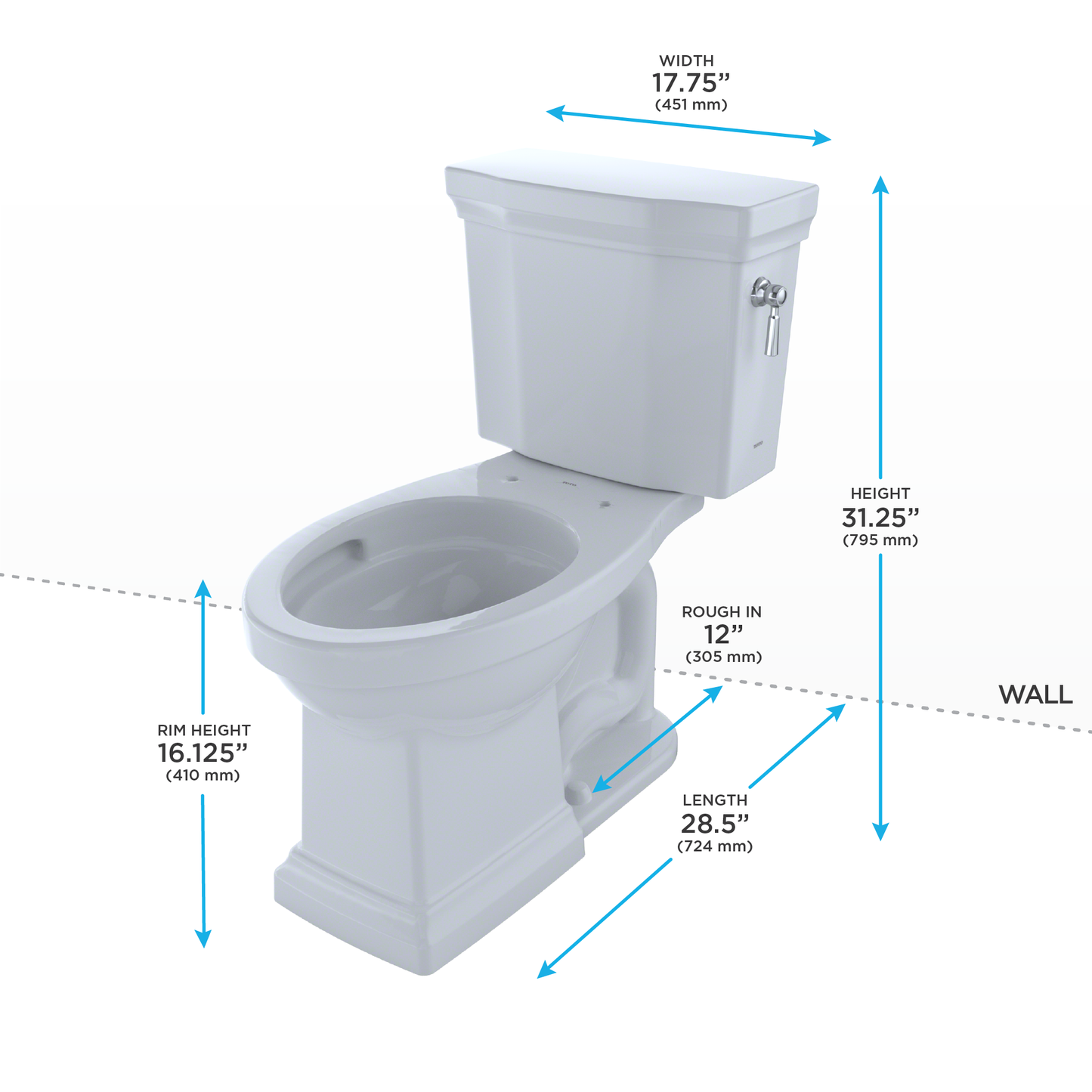 TOTO CST404CUFRG#01 Promenade II 1G Two-Piece Elongated 1.0 GPF Universal Height Toilet with CEFIONTECT and Right-Hand Trip Lever , Cotton White