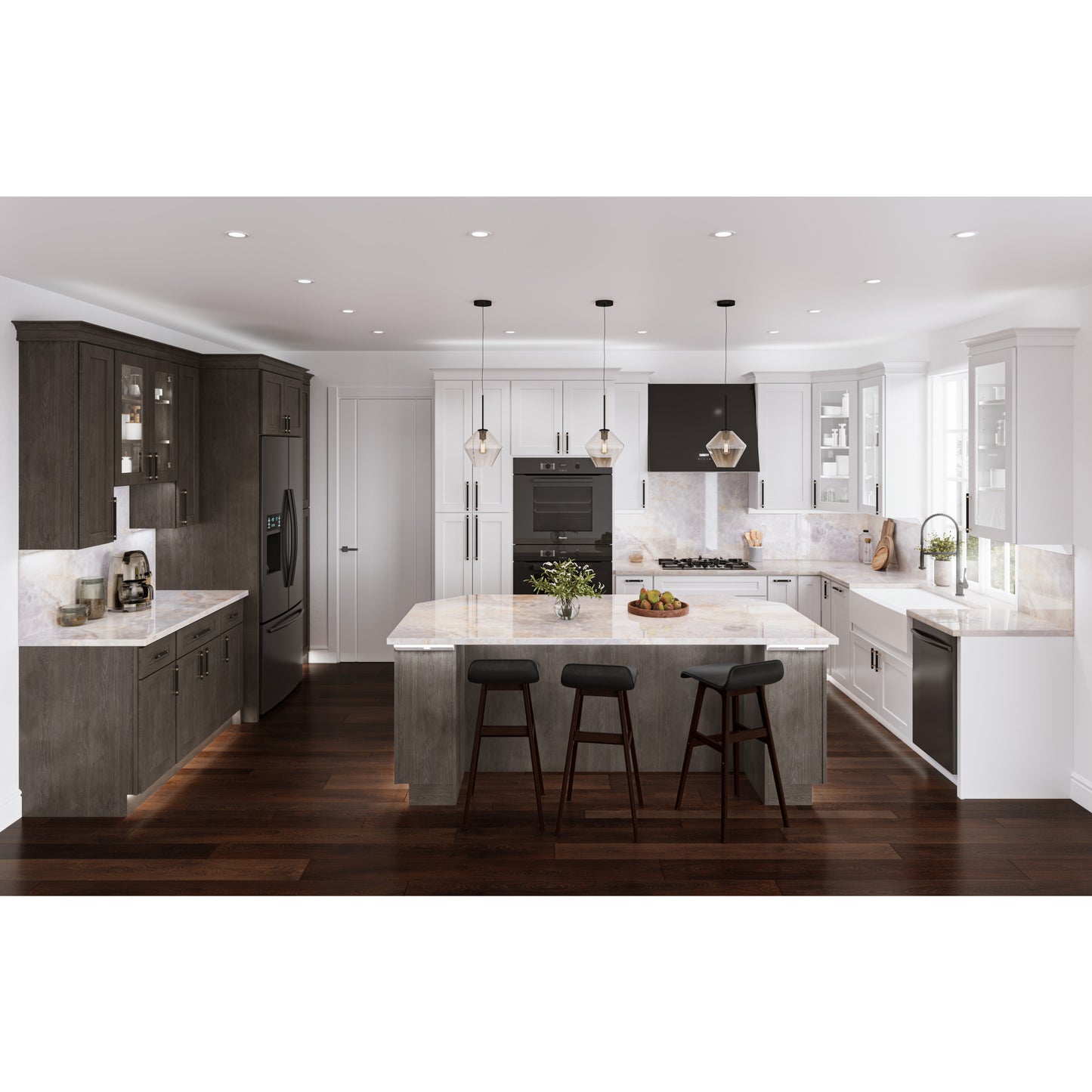 JEFFREY ALEXANDER 51MBSN Key Grande 2" Length Bar Knob - Matte Black w/Satin Nickel