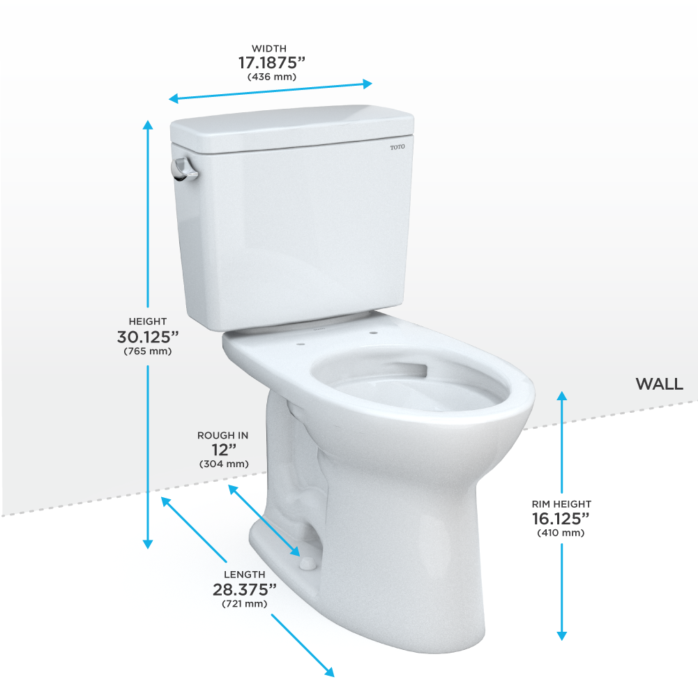 TOTO CST776CEFG#11 Drake Two-Piece Elongated 1.28 Gpf Universal Height Tornado Flush Toilet With Cefiontect - Colonial White