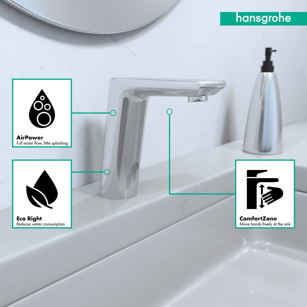 HANSGROHE 31101001 Metris S Electronic Faucet with Preset Temperature Control, 0.5 GPM - Chrome
