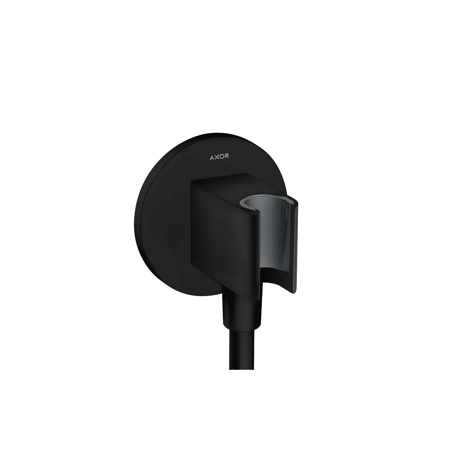 AXOR ShowerSolutions Wall Outlet with Handshower Holder, Round in Matte Black
