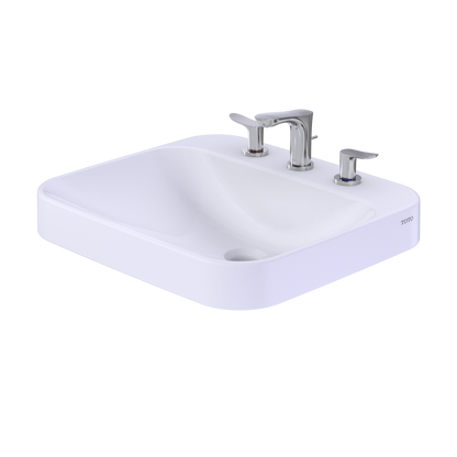 TOTO LT415.8G#01 Arvina Rectangular 20" Vessel Bathroom Sink With Cefiontect For 8 Inch Center Faucets - Cotton White