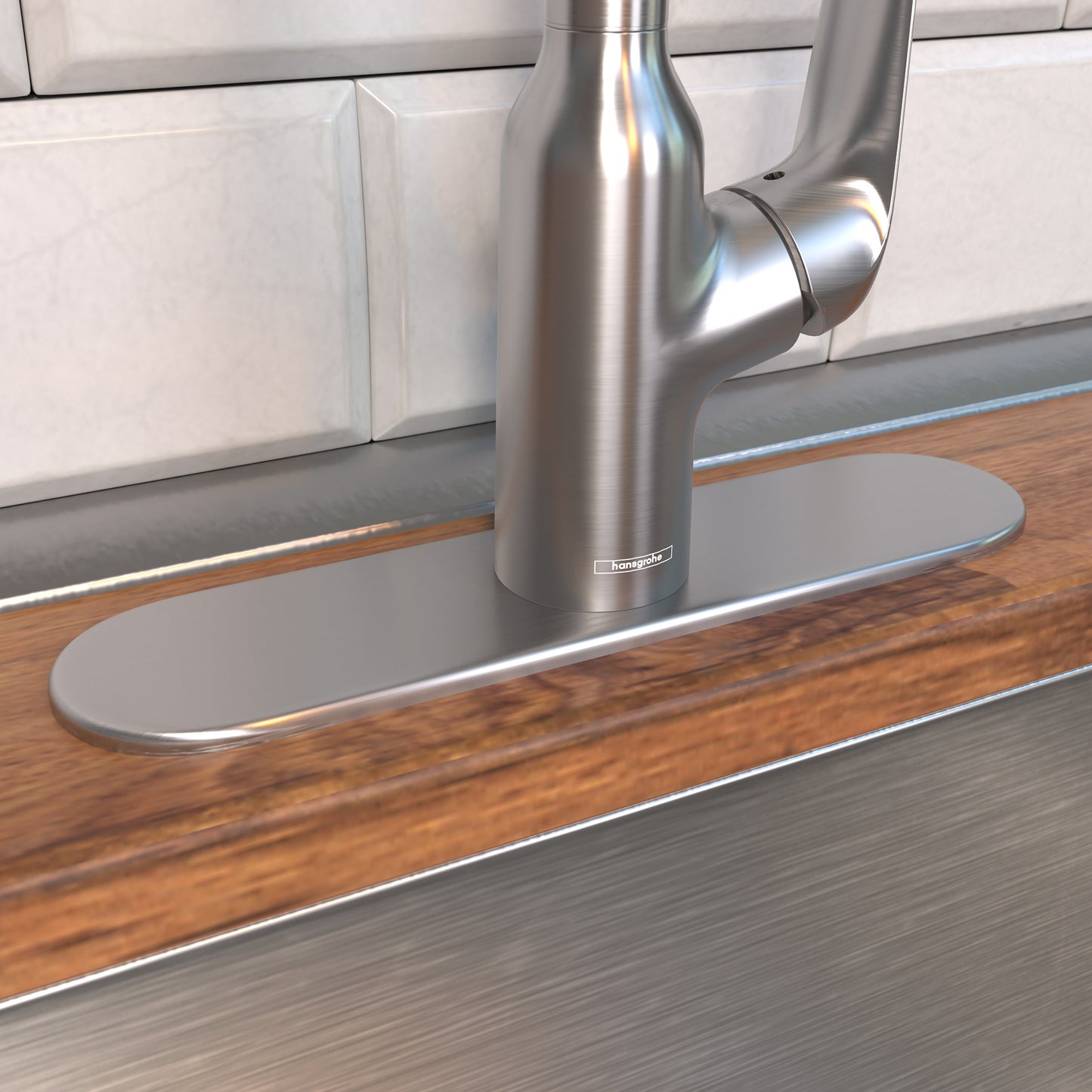 HANSGROHE 14019861  Base Plate for Single-Hole Kitchen Faucets, 10" - Stainless Steel Optic