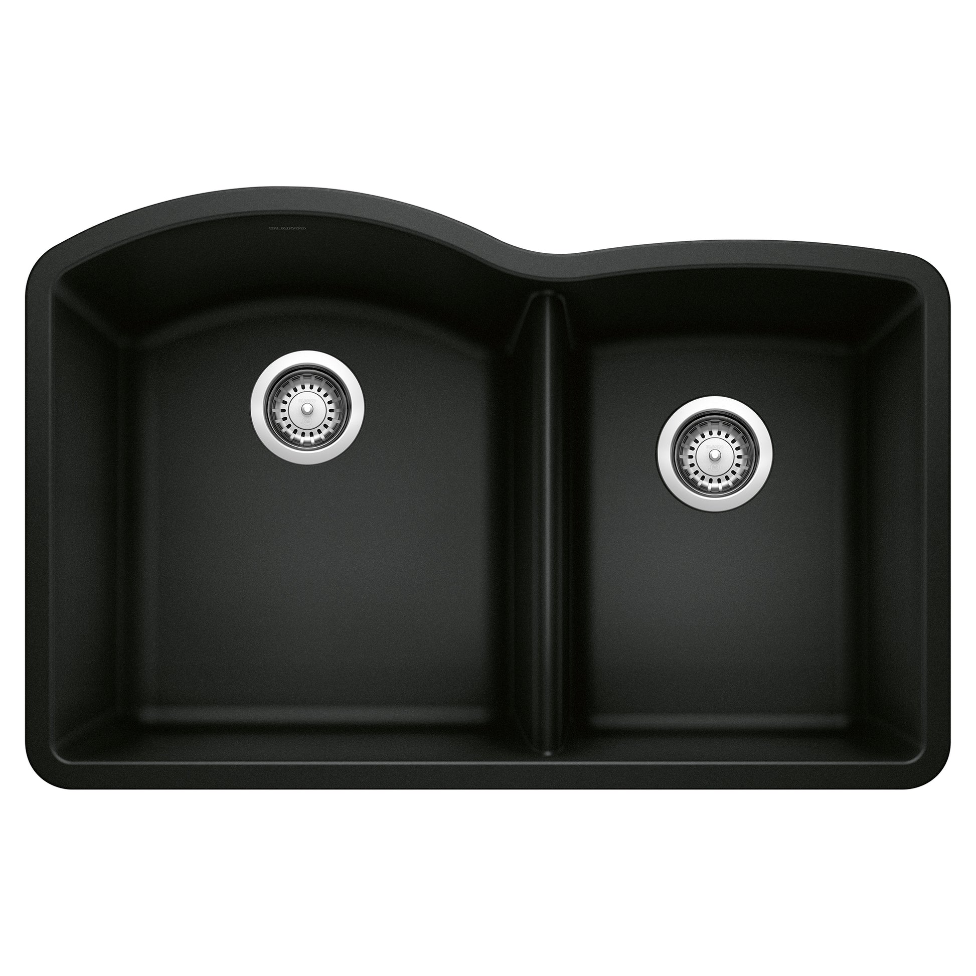 BLANCO 442909 Diamond Diamond SILGRANIT 32" 60/40 Double Bowl Undermount Kitchen Sink - Coal Black in Coal Black