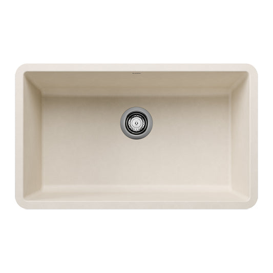 BLANCO 443083 Precis Precis SILGRANIT 30" Single Bowl Undermount Kitchen Sink - Soft White in Soft White