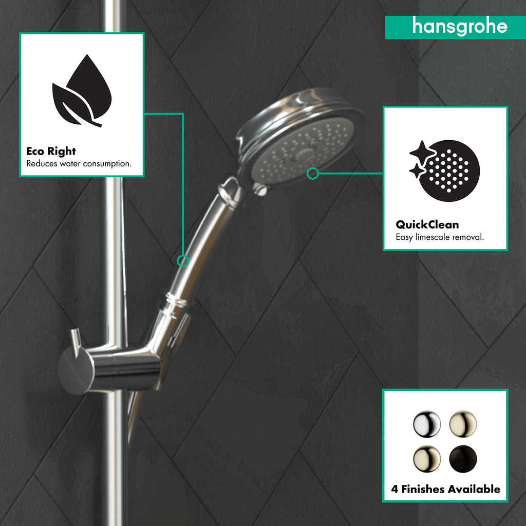 HANSGROHE 04753000 Croma 100 Classic Handshower 3-Jet, 1.8 GPM - Chrome