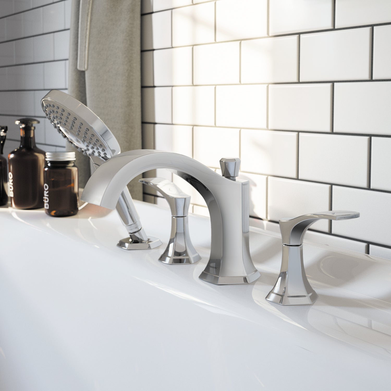 HANSGROHE 04817000 Locarno 4-Hole Roman Tub Set Trim with 1.75 GPM Handshower - Chrome
