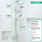 HANSGROHE 27169001 Croma Showerpipe 150 1-Jet, 2.0 GPM - Chrome