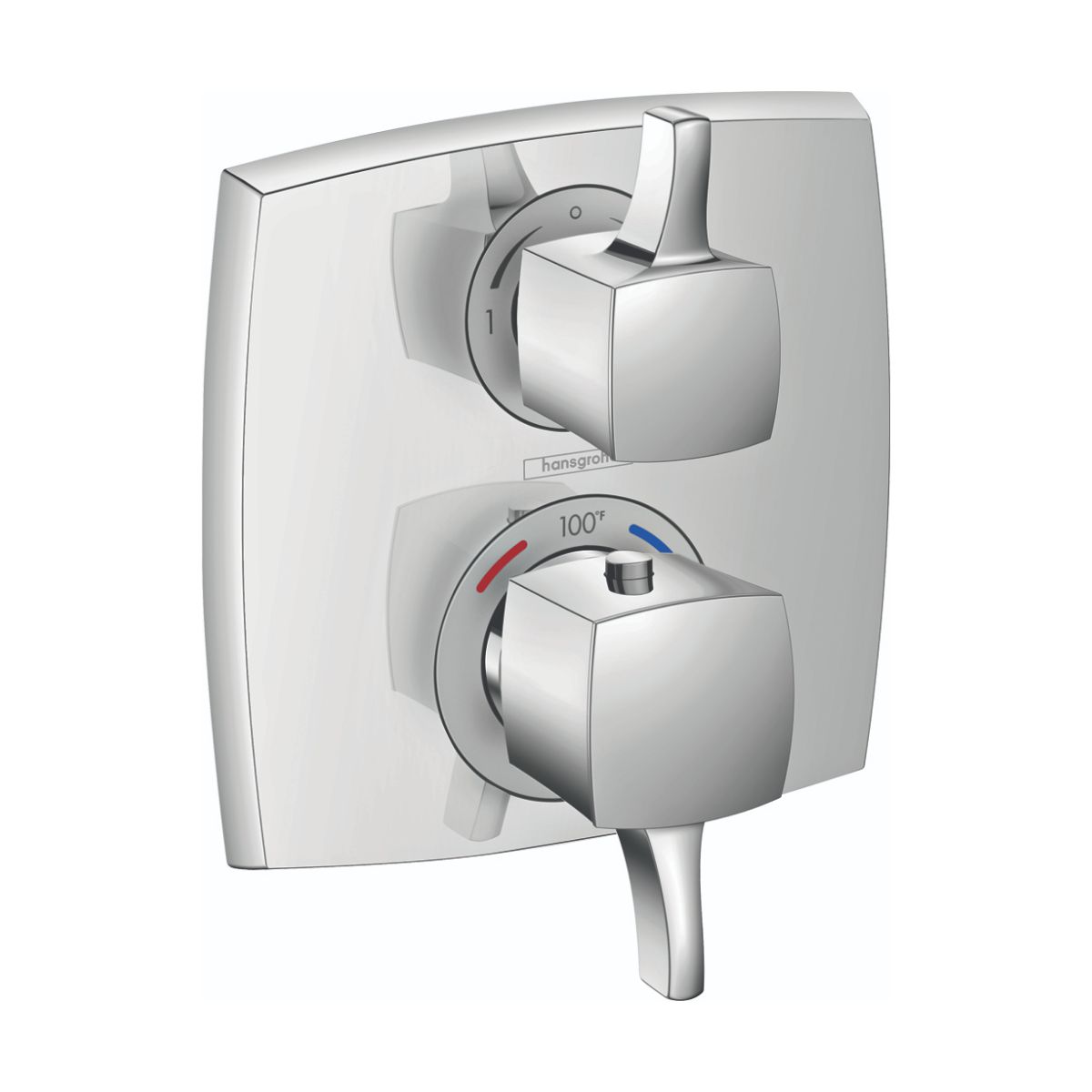 HANSGROHE 15728001 Ecostat Classic Thermostatic Trim with Volume Control and Diverter, Square - Chrome