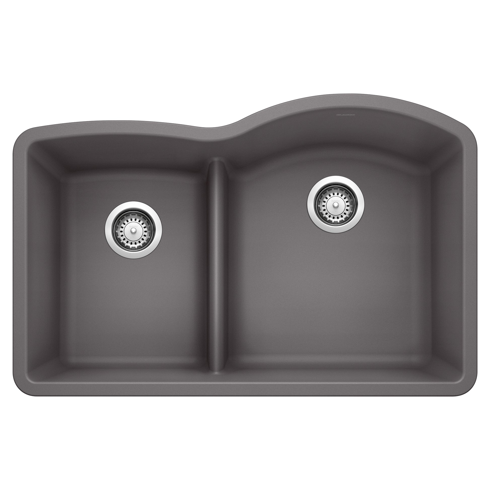 BLANCO 441600 Diamond Diamond SILGRANIT 32" 40/60 Reverse Double Bowl Undermount Kitchen Sink with Low Divide - Cinder in Cinder