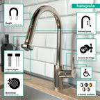 HANSGROHE 04286830 Talis S² Prep Kitchen Faucet, 2-Spray Pull-Down, 1.75 GPM - Polished Nickel