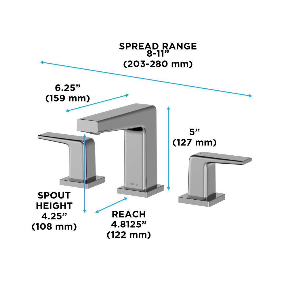 TOTO TLG10201U#PN Gb Series 1.2 Gpm Two Handle Widespread Bathroom Sink Faucet With Drain Assembly - Polished Nickel