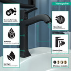 HANSGROHE 31302671 Metropol Classic Single-Hole Faucet 160 with Pop-Up Drain, 1.2 GPM - Matte Black