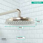 HANSGROHE 28421831 Raindance Classic Showerhead 180 1-Jet, 2.5 GPM - Polished Nickel