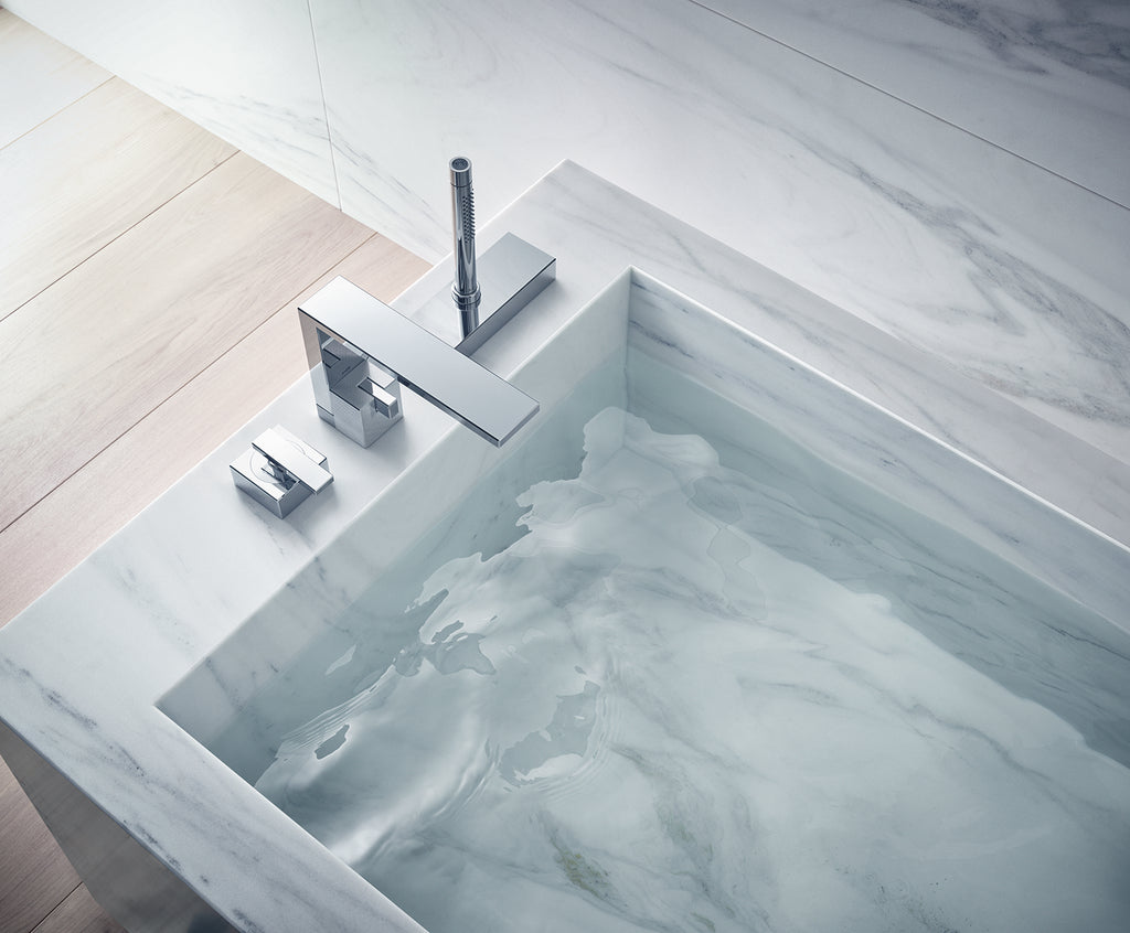 AXOR 46431001 Edge 3-Hole Roman Tub Set Trim with 1.75 GPM Handshower - Diamond Cut - Chrome