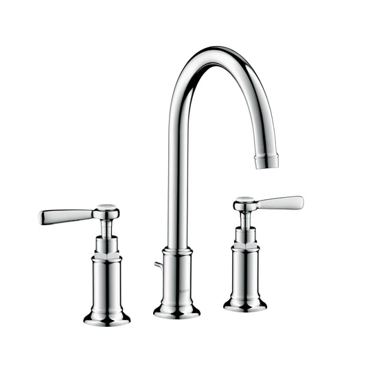 AXOR 16514001 Montreux Widespread Faucet 180 with Lever Handles and Pop-Up Drain, 1.2 GPM - Chrome