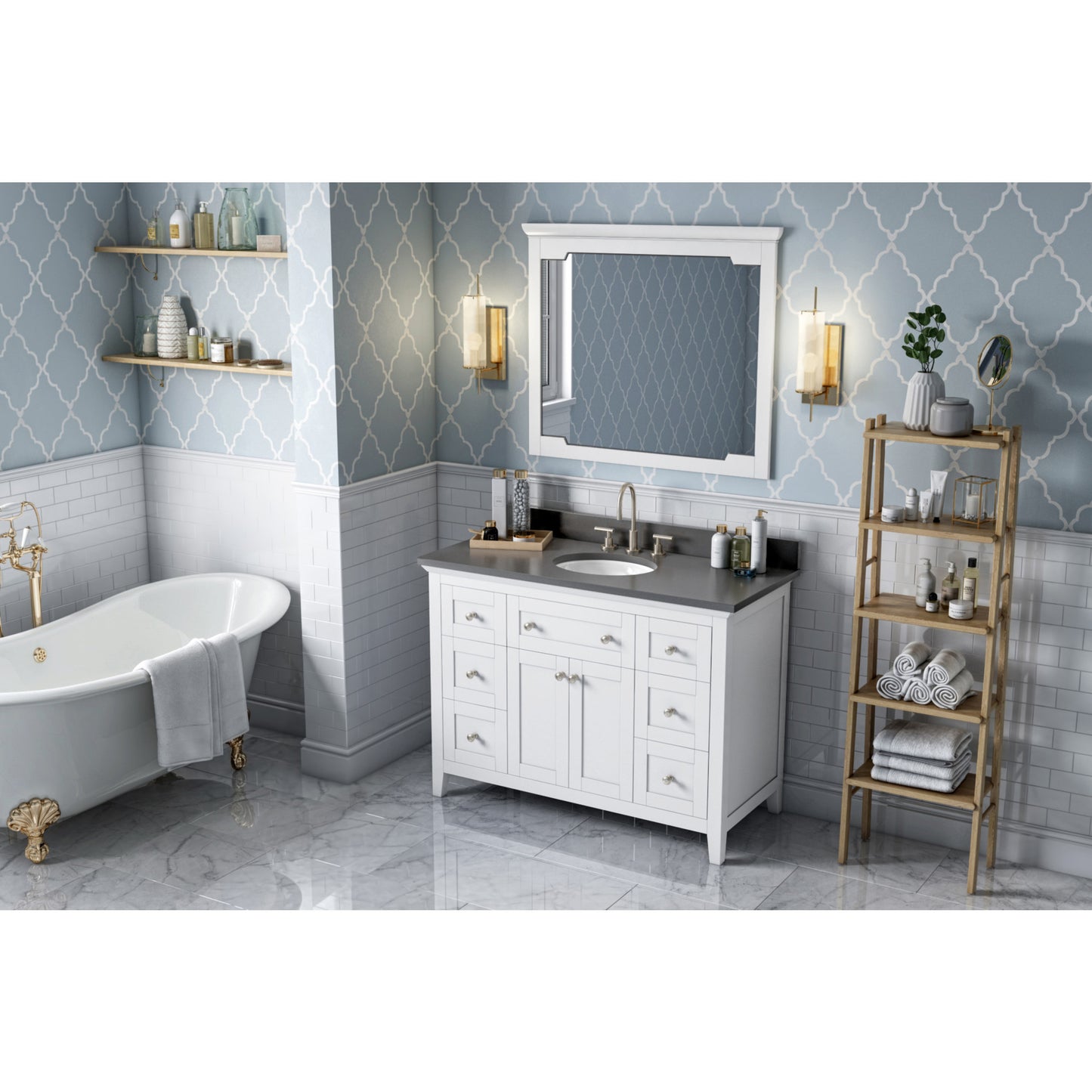 JEFFREY ALEXANDER VN2CHA-48-WH-NT 48" White Chatham Vanity - White