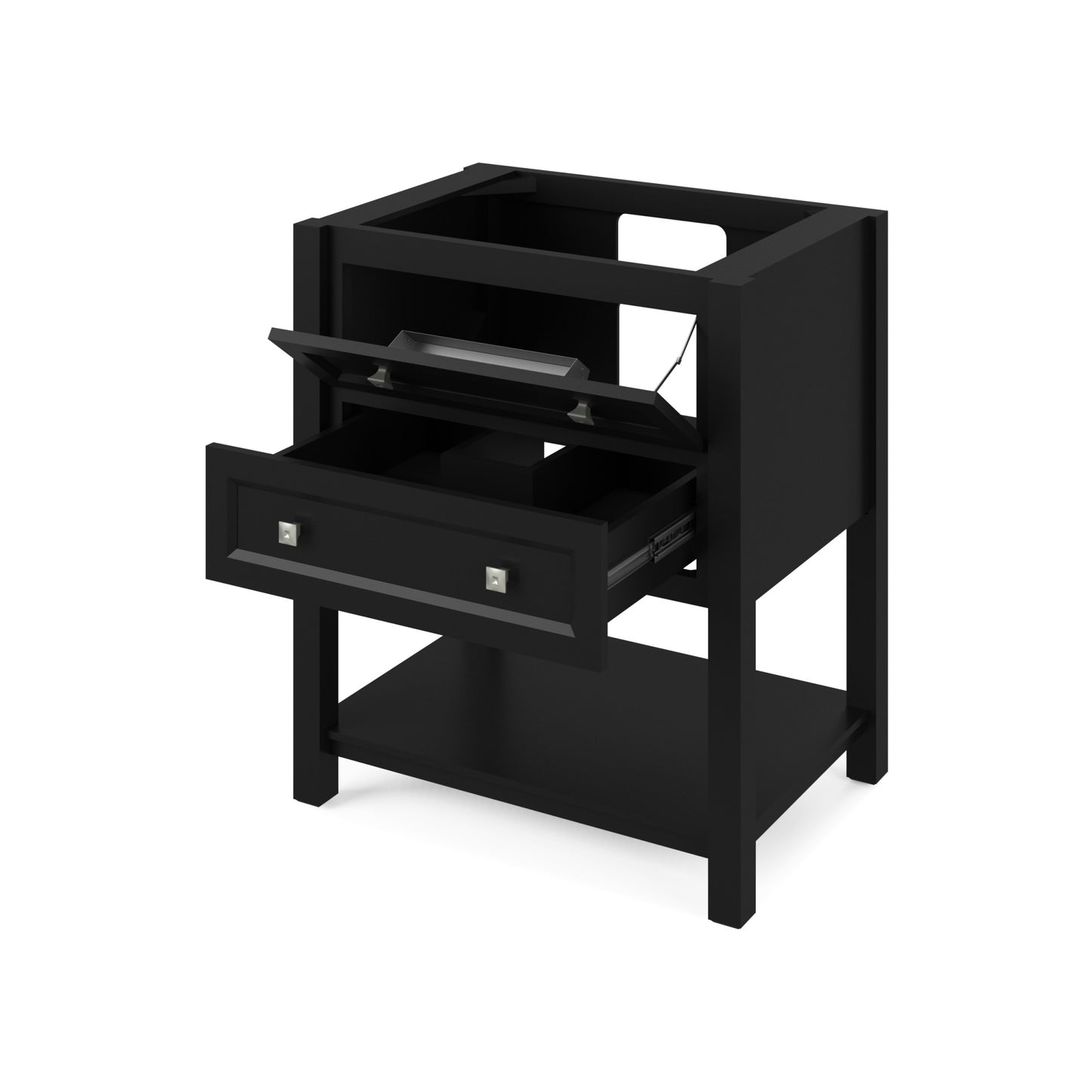 JEFFREY ALEXANDER VKITADL30BKBOR 30" Black Adler Vanity, Boulder Cultured Marble Vanity Top, undermount rectangle bowl - Black