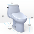 TOTO MW6044726CUFGA#01 Washlet+ Ultramax Ii 1G One-Piece Elongated 1.0 Gpf Toilet With Auto Flush Washlet+ S7 Contemporary Bidet Seat - Cotton White